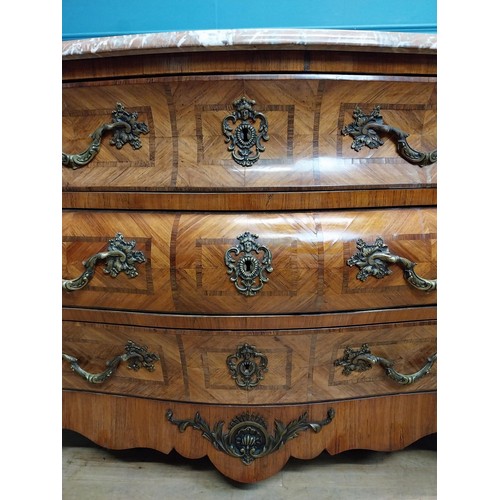 100 - 19th C. French walnut commode with marble top and ormolu mounts {85 cm H x 118 cm W x 58 cm D}.