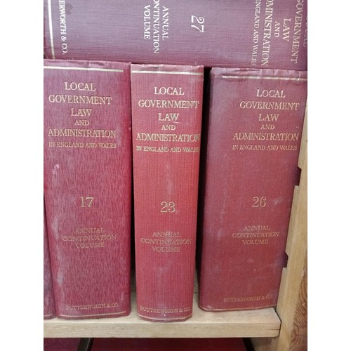 102 - Collection of tooled cloth bound Local Government Law books 1950-1969 { 2 metres W }.