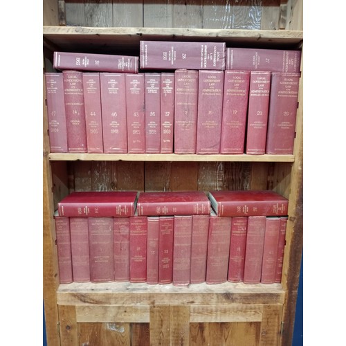 102 - Collection of tooled cloth bound Local Government Law books 1950-1969 { 2 metres W }.