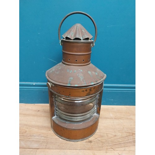 116 - Early 20th C. copper Ship's lantern. [53 cm H x 27 cm W x 27 cm D}.