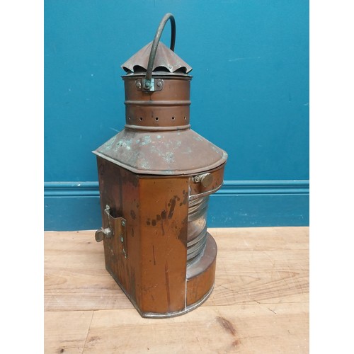 116 - Early 20th C. copper Ship's lantern. [53 cm H x 27 cm W x 27 cm D}.