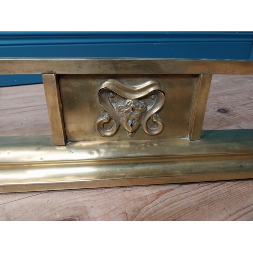 57A - Art Nouveau brass fire fender. { 26 cm H x 125 cm W x 31 cm D}.