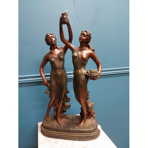 70A - Resin sculpture of two Grecian ladies {60 cm H 34 cm W x 17 cm D}.