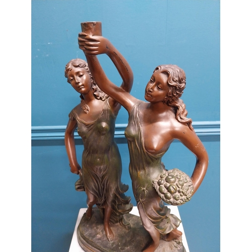 70A - Resin sculpture of two Grecian ladies {60 cm H 34 cm W x 17 cm D}.