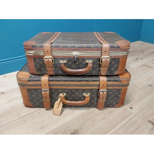 959 - Two exceptional quality 1950's Louis Vuitton Paris made in France leather suitcases. {23 cm H x 69 c... 