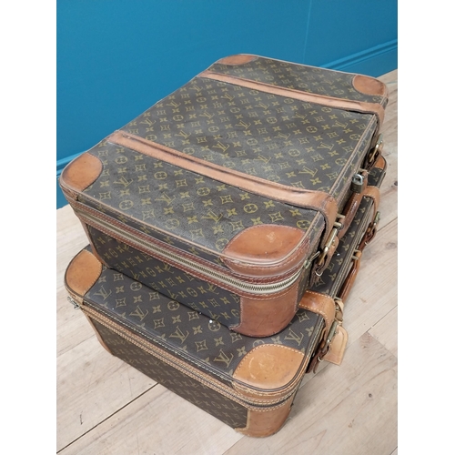 959 - Two exceptional quality 1950's Louis Vuitton Paris made in France leather suitcases. {23 cm H x 69 c... 