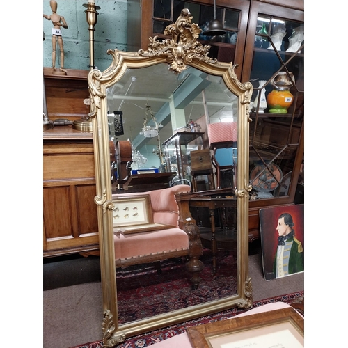 104 - 19th C. gilt overmantle mirror {137 cm H x 130 cm W}.