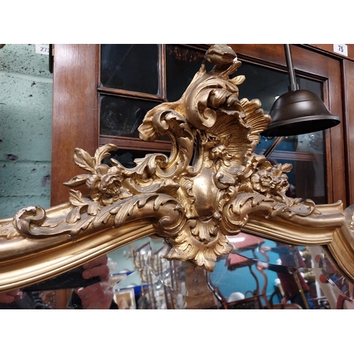 104 - 19th C. gilt overmantle mirror {137 cm H x 130 cm W}.