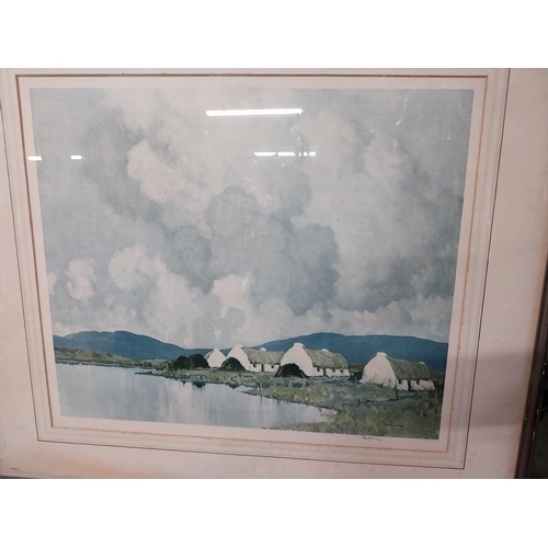 939 - Paul Henry coloured print Rural Scene mounted in a wooden frame. { 71cm H X 81cm W }.