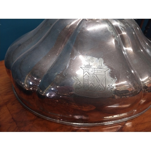 943 - Silver plate meat platter and silver plate meat dish cover. {5 cm H x 45 cm W x 32 cm D}.