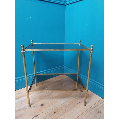 963 - 1940's brass and glass lamp table. {58 cm H x 55 cm W x 44 cm D}.