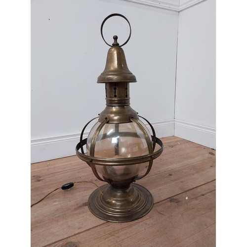 968 - Unusual brass globe ships lantern {70 cm H x 34 cm Dia.}.