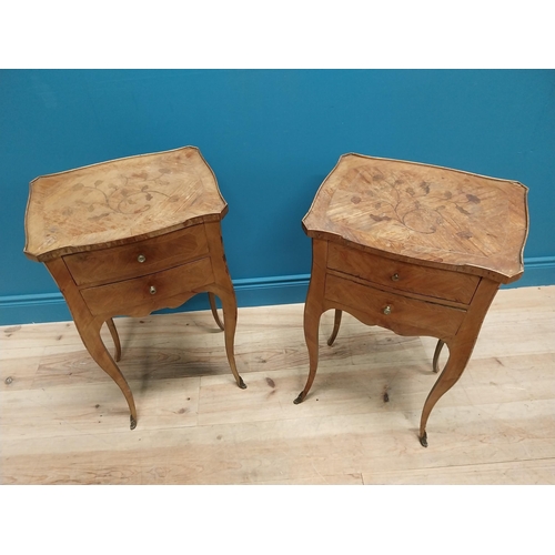 974 - Pair of 19th C. Kingwood bedroom lockers with two drawers raised on cabriole legs {74 cm H x 32 cm W... 