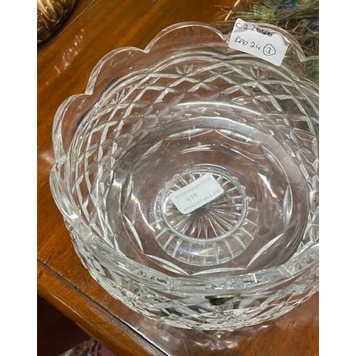 979 - Waterford crystal cut glass bowl { 12cm H X 18cm dia }.