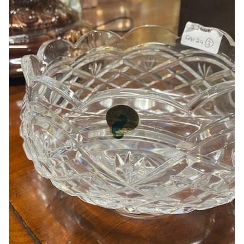 979 - Waterford crystal cut glass bowl { 12cm H X 18cm dia }.