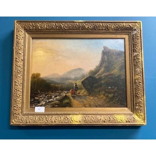 980 - William Fowler 1825 - 1867 Rural Scene Oil on Board mounted in a gilt frame { 43cm H X 53cm W }.