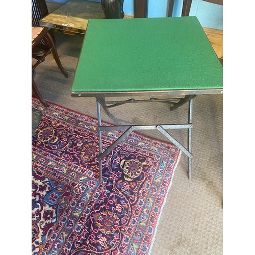 983 - Edwardian oak collapsible card table with green baize top. { 67cm H X 55cm Sq. }.