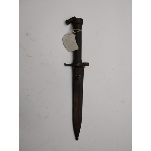 100 - 20th C. rifle bayonet with original metal scabbard. {36 cm  L}.