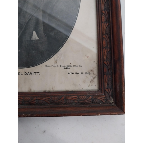 132 - Framed Supplement to the Irish Weekly Independent Death of a Patriot Micheal Davitt. {43 cm H x 30 c... 