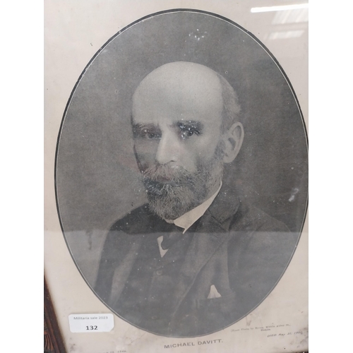 132 - Framed Supplement to the Irish Weekly Independent Death of a Patriot Micheal Davitt. {43 cm H x 30 c... 