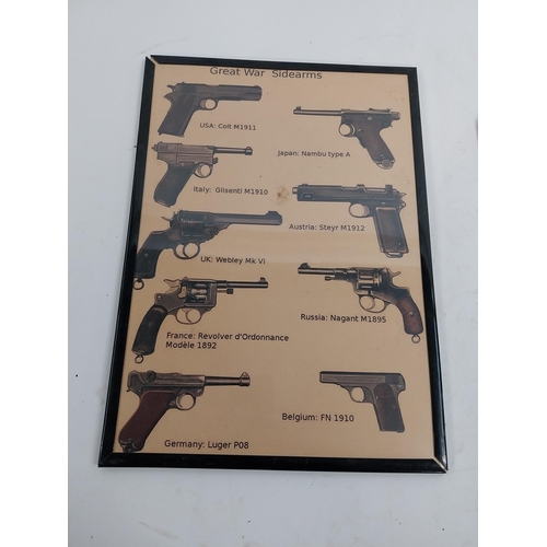 135 - Two Prints of Great War Side Arms one framed  {42 cm H x 30 cm W}.