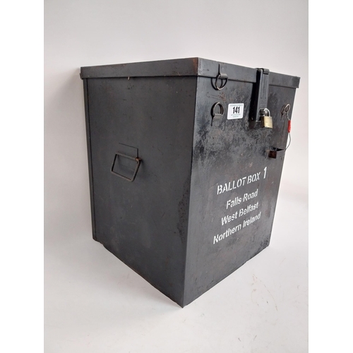 141 - 1970's Falls Road West Belfast Northern Ireland No 1 metal ballot box with original lock. {43 cm H x... 