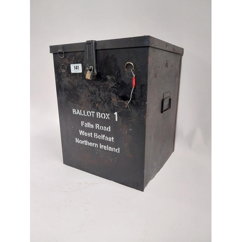 141 - 1970's Falls Road West Belfast Northern Ireland No 1 metal ballot box with original lock. {43 cm H x... 