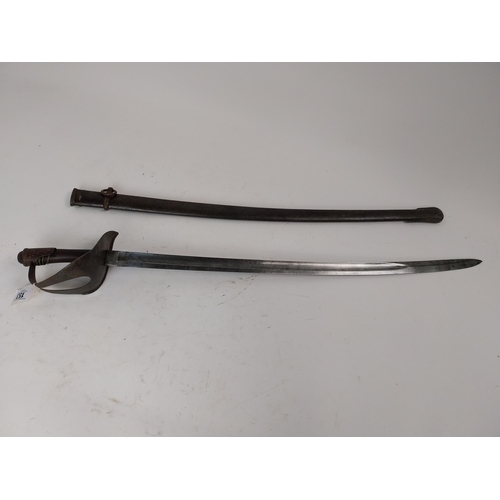 153 - 19th C. Officer's sword with hilt and metal scabbard. {110 cm L x 14 cm W}.