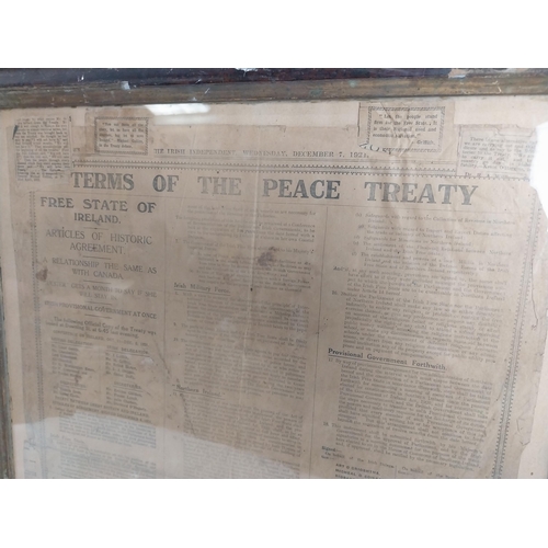 156 - Framed Irish Independent 7th December 1921 with headline The Terms of the Peace Treaty {70 cm H x 55... 