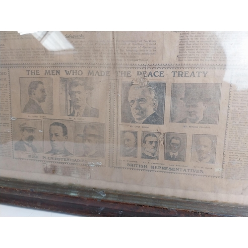 156 - Framed Irish Independent 7th December 1921 with headline The Terms of the Peace Treaty {70 cm H x 55... 