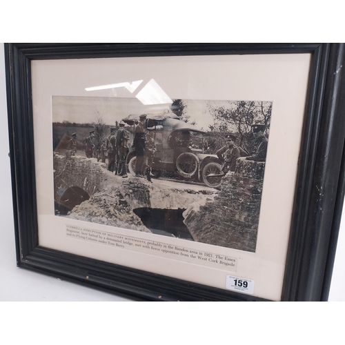 159 - Framed black and white print West Cork Brigade Guerrilla Disruption of Military Movements. {52 cm H ... 