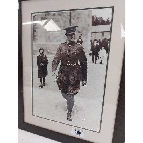 160 - Framed black and white print of Michael Collins.  {54 cm H x 42 cm W}