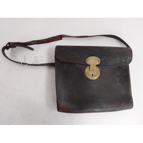 166 - Lieut Colonel Knox Brittas Castle military leather attache case. {27 cm H x 31 cm W x 5 cm D].