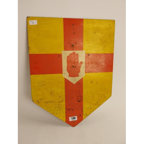 169 - 1970's No Surrender painted on board political  sign. {61 cm H x 46 cm W}.