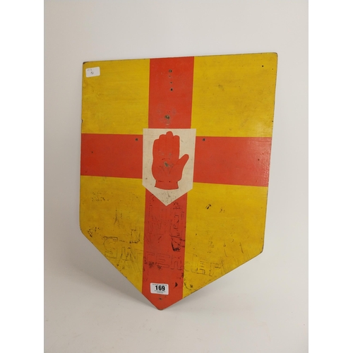 169 - 1970's No Surrender painted on board political  sign. {61 cm H x 46 cm W}.