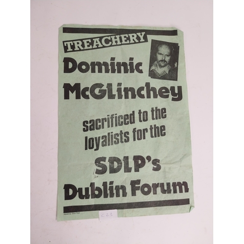 170 - Dominic McGlinchey sacrificed by the SDLP's political poster. {42 cm H x 29 cm W}.