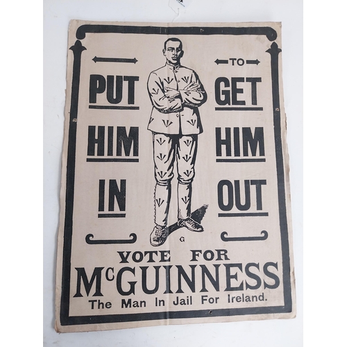 171 - 1918 original cardboard Election Poster Vote For McGuinness Put him in to get him out. {52 cm H x 32... 