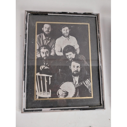 176 - Dubliners Memorabilia  - The Dubliners Album, song sheet and  two framed black and white prints. {34... 