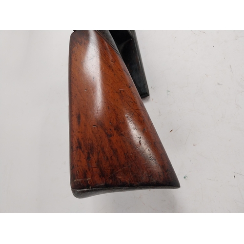 189 - 19th.C. percussion capped side-by-side double barrel shotgun, with walnut stock, chased action, dama... 