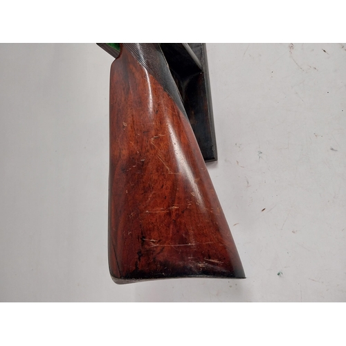 190 - 19th.C. percussion capped side-by-side double barrel shotgun, with walnut stock, chased action with ... 