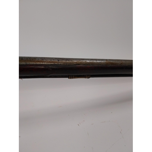 191 - 19th. C. flintlock single barreled sporting shotgun with walnut stock, brass mounts, chased action w... 