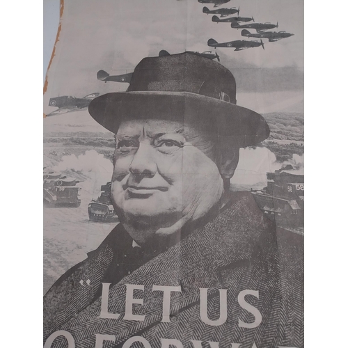 212a - WWII poster Winston Churchill Let Us Go Forward Together . {75 cm H x 50 cm W}.