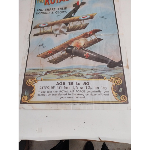 212b - WWII poster Join the Royal Air Force and Share the Honour and Glory. {75 cm H x 50 cm W}.