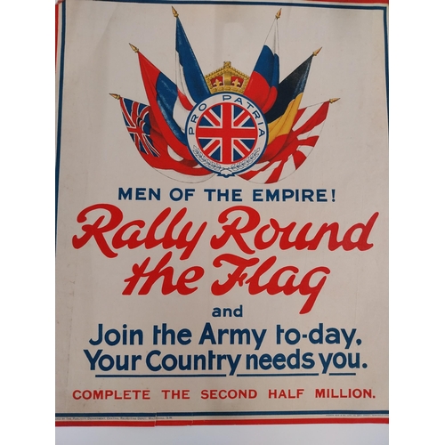 216 - Original WWI recruitment poster Men of the Empire Rally Round the Flag published by the Publicity De... 