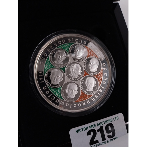 219 - Commemorative Michael Collins Coin with seven signatories of the Irish Proclamation. {7 cm Dia.}.