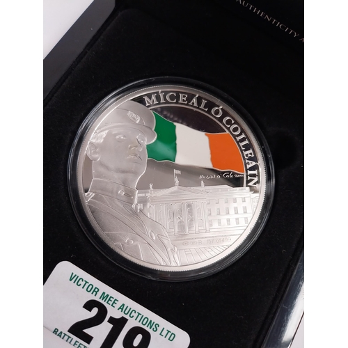 219 - Commemorative Michael Collins Coin with seven signatories of the Irish Proclamation. {7 cm Dia.}.