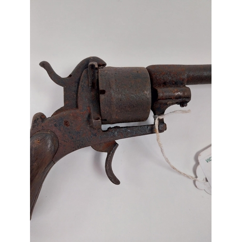 226 - Late 19th C. pinfire revolver. {25 cm L x 12 cm H}.