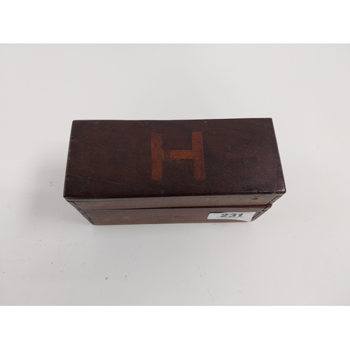 231 - Wooden box with inlaid H made from wood from Hornelia SS Justicia Malin Head torpedoed by UB64 and o... 