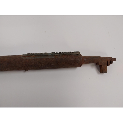 233 - 19th C. brass and metal railway staff - Sugar Factory {67 cm L}.