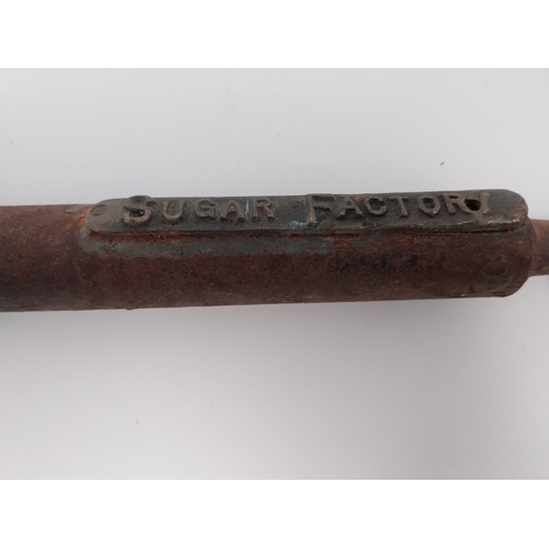 233 - 19th C. brass and metal railway staff - Sugar Factory {67 cm L}.